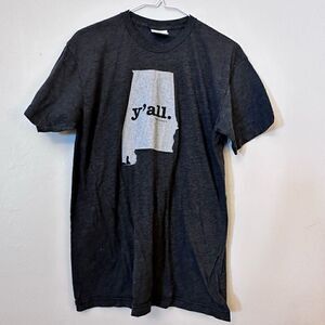 The Home T Mens Y'all Shirt Short Sleeve Tee Graphic Alabama Gray Size Medium